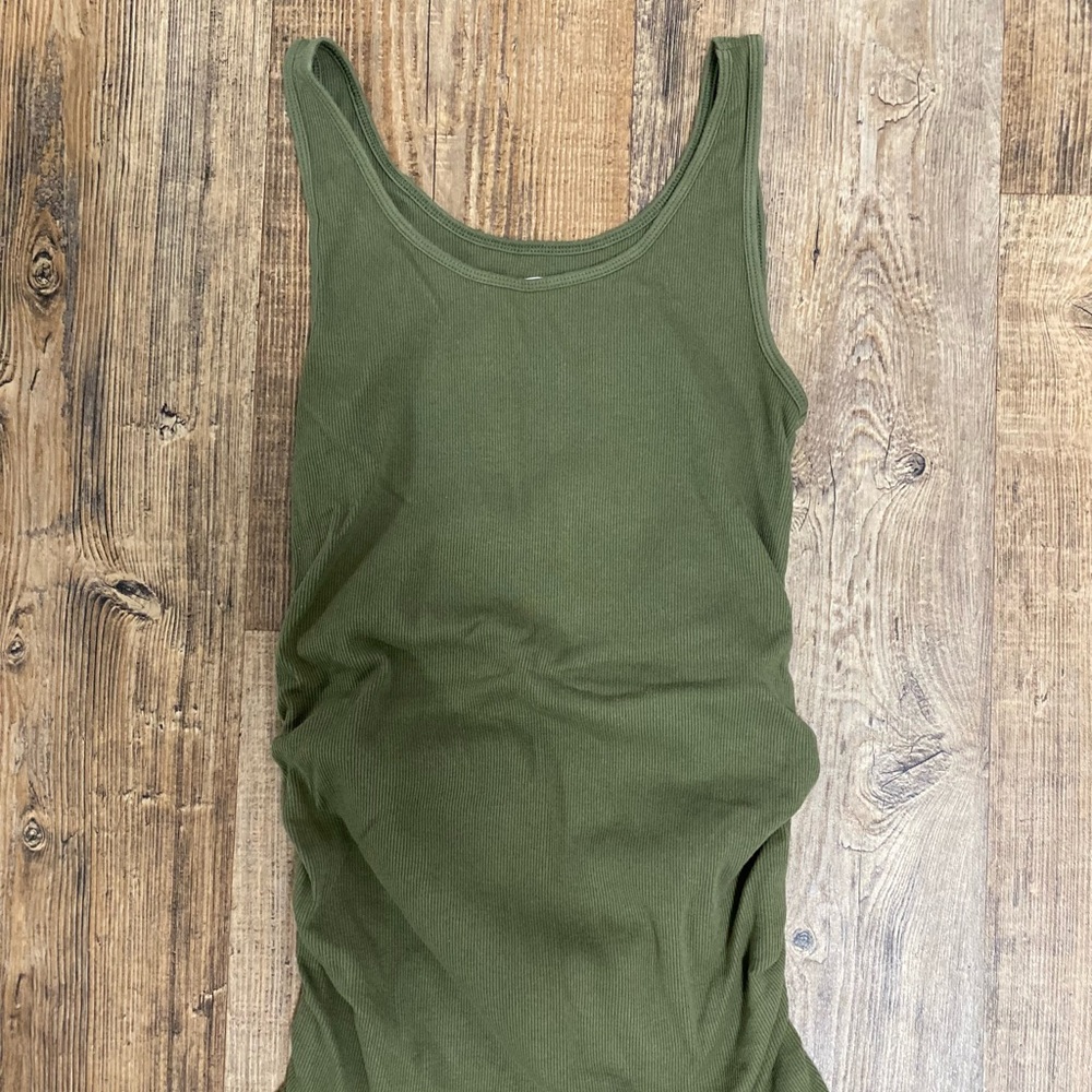 Maternity first layer rib-knit side-shirred tank top